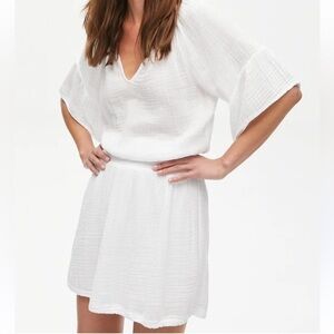 Michael Stars White Smocked Waist Katelyn Dress